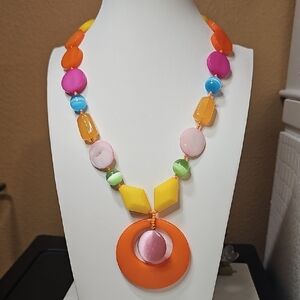 NWT M. Haskell Colorful Resin Statement Necklace Multi-Gem Geometric Bold